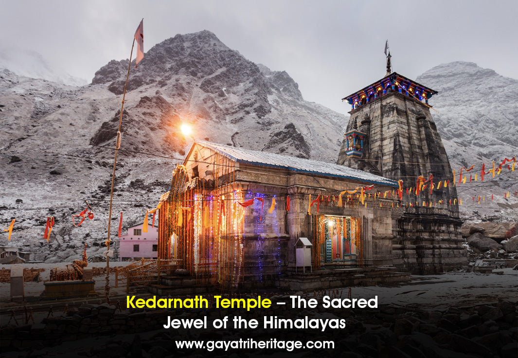 Kedarnath Temple amidst snow-clad Himalayan peaks