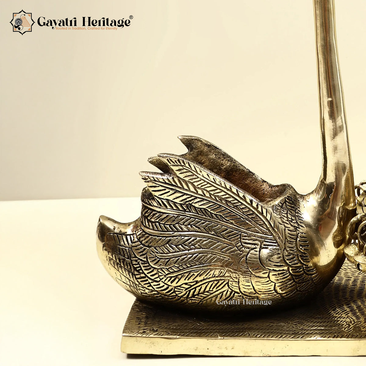 Brass Swan with Urli – Elegant Decorative Bowl | Gayatri Heritage