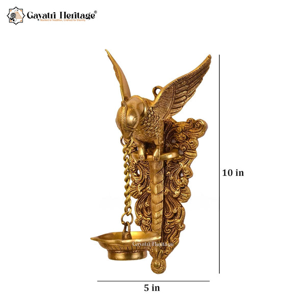 Brass Parrot Design Wall Decor Diya – Elegant Lighting with Artistic Charm | Gayatri Heritage