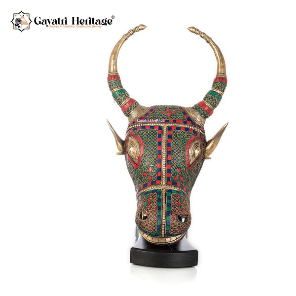 Brass Nandi Head – Artistic Stone Work | Gayatri Heritage