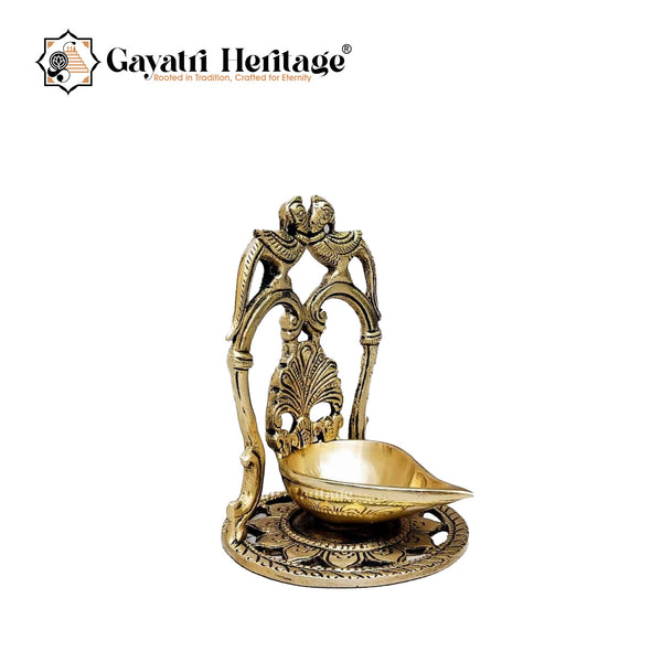 Brass Parrot Couple Vilakku – Ethereal Lighting Décor | Gayatri Heritage