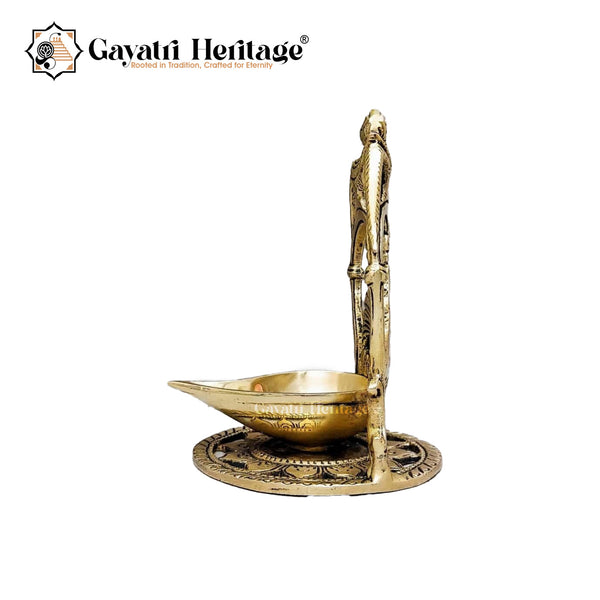 Brass Parrot Couple Vilakku – Ethereal Lighting Décor | Gayatri Heritage