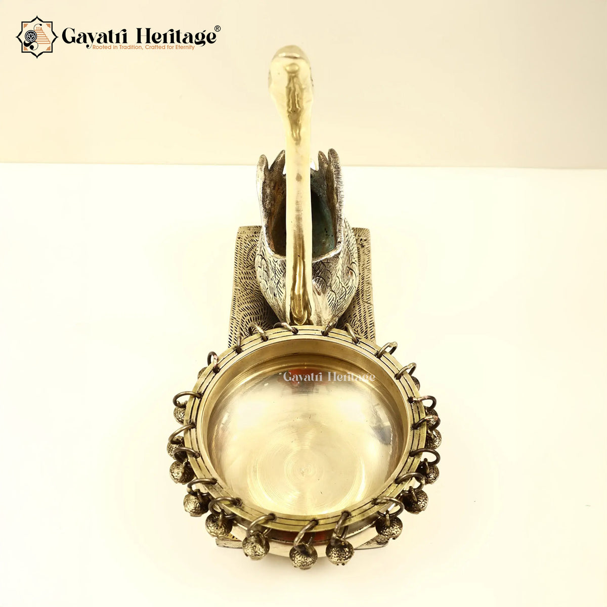 Brass Swan with Urli – Elegant Decorative Bowl | Gayatri Heritage