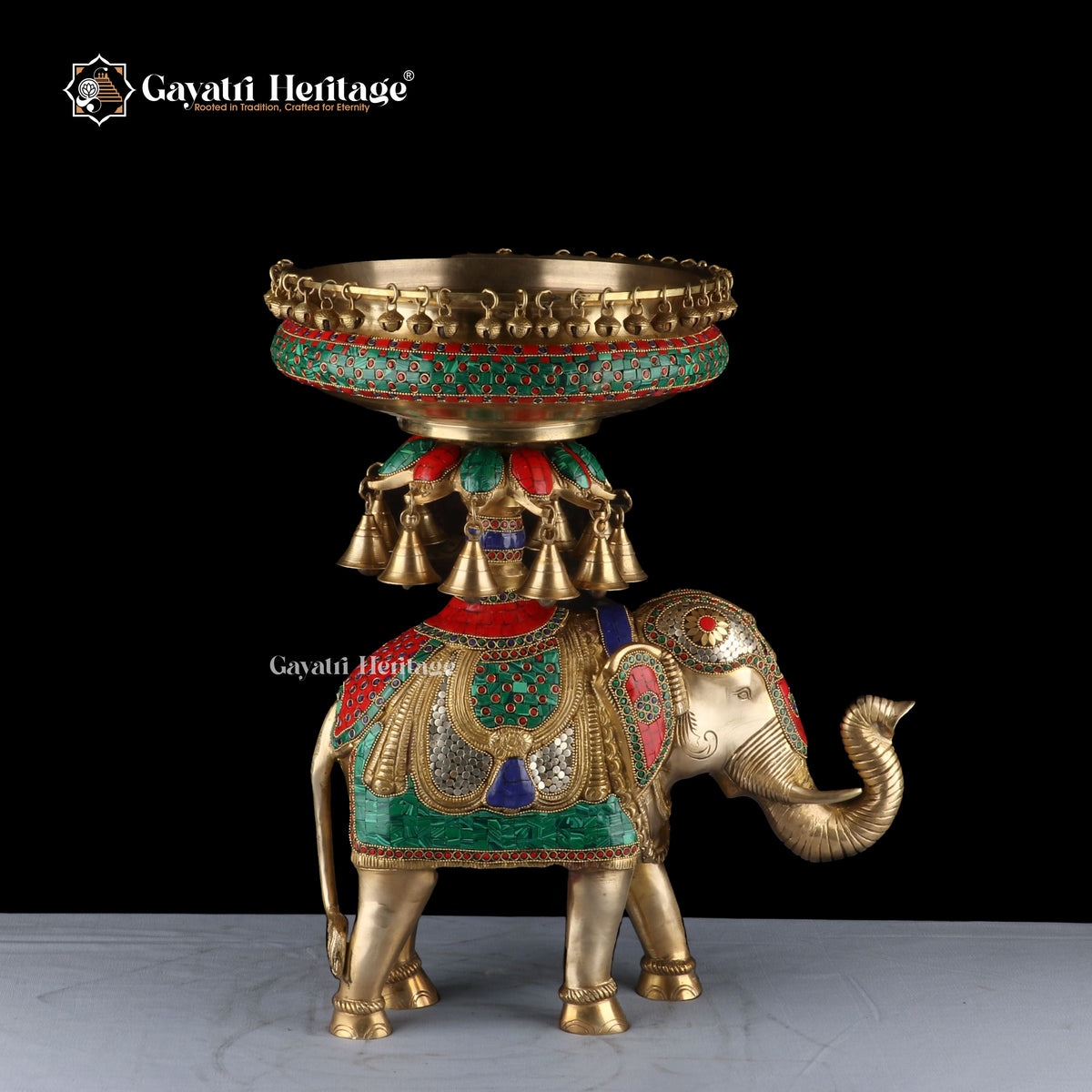 Brass Elephant Urli – Symbol of Strength and Prosperity | Gayatri Heritage