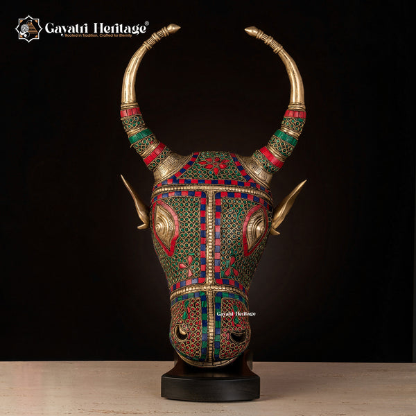 Brass Nandi Head – Artistic Stone Work | Gayatri Heritage