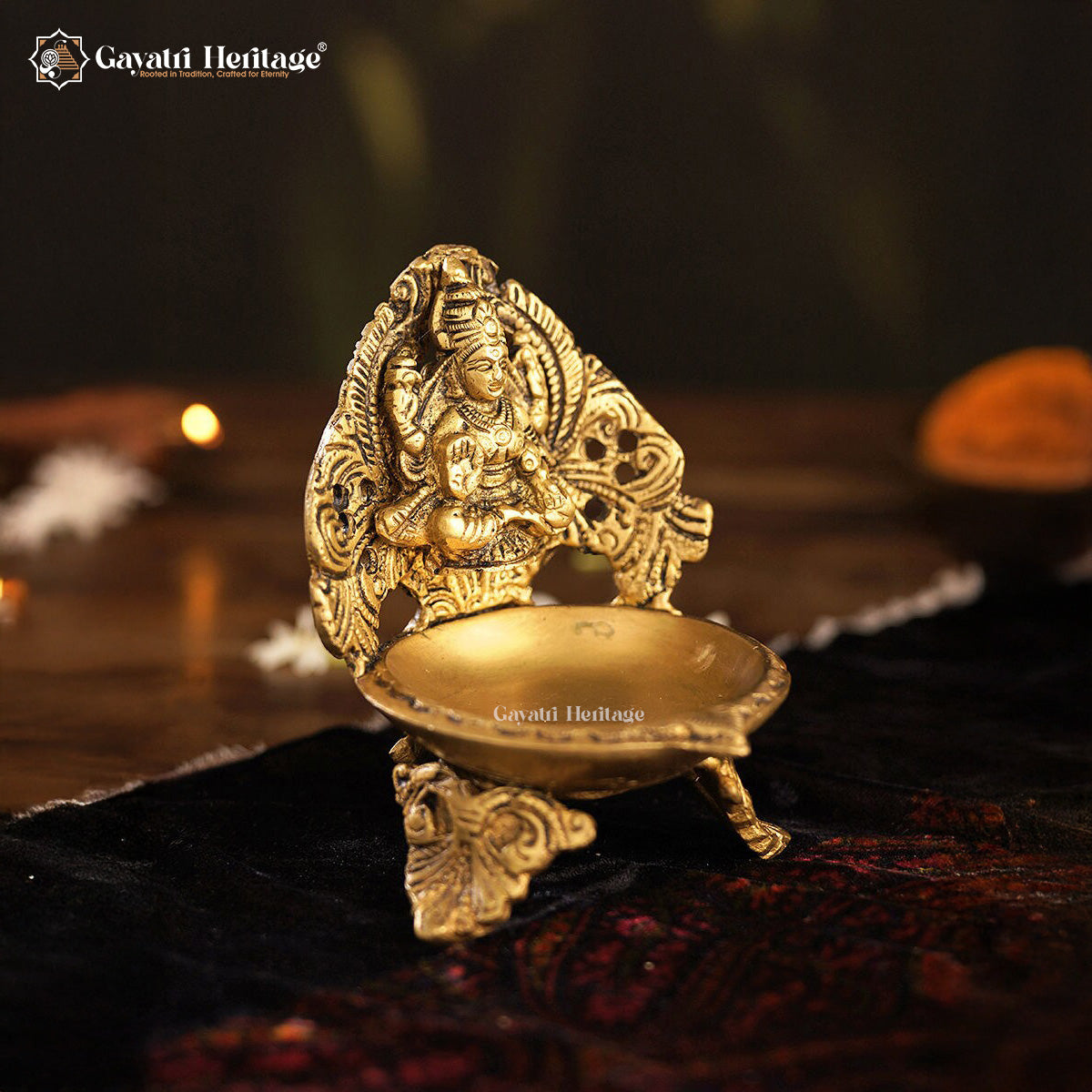 Brass Ganesh Laxmi Diya – Sacred Light for Your Home | Gayatri Heritage