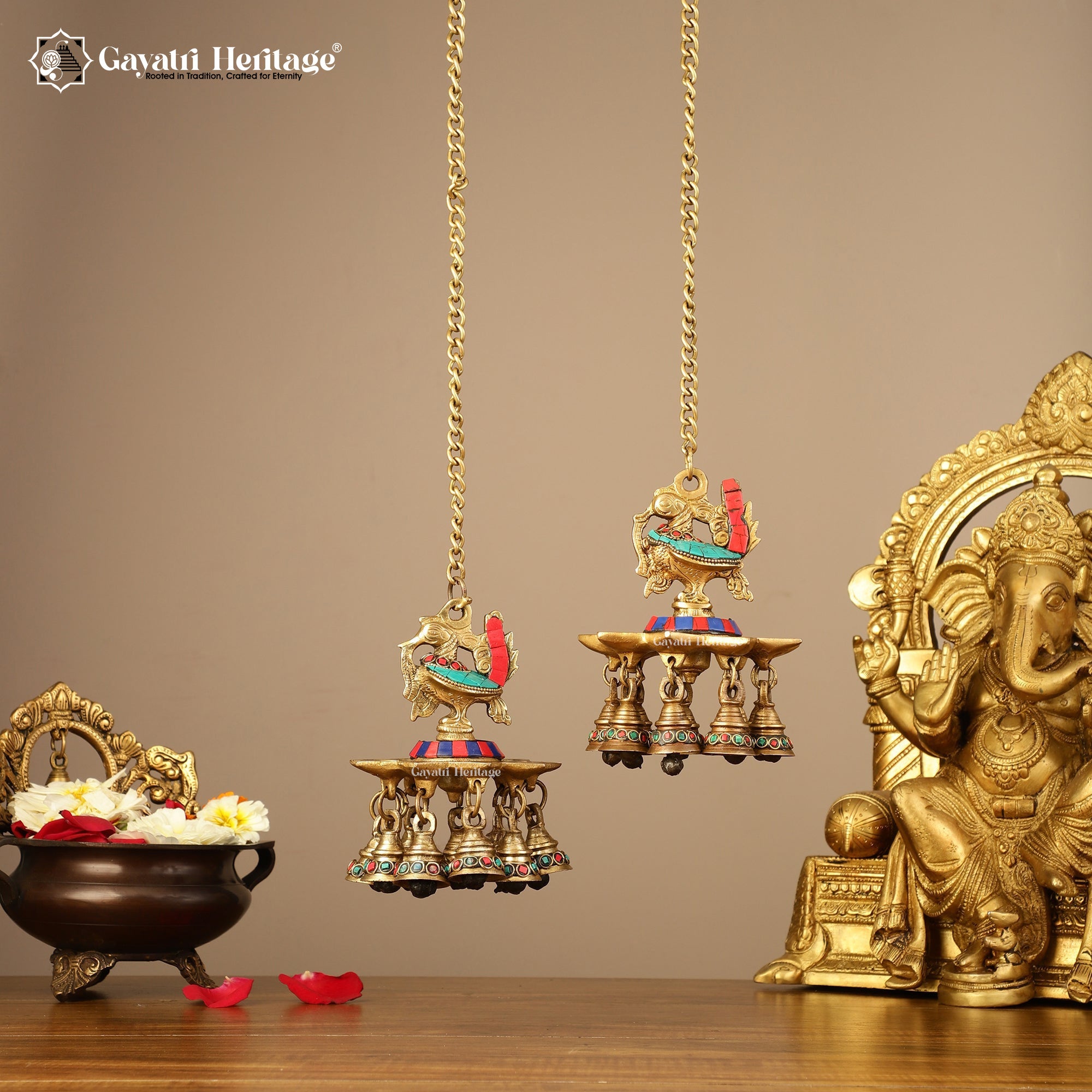 Brass Wall Hanging Sparrow Diya – Elegant Lighting Décor | Gayatri Heritage