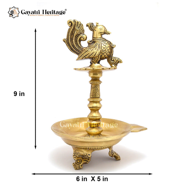 Brass Peacock Design Oil Diya – Timeless Décor | Gayatri Heritage