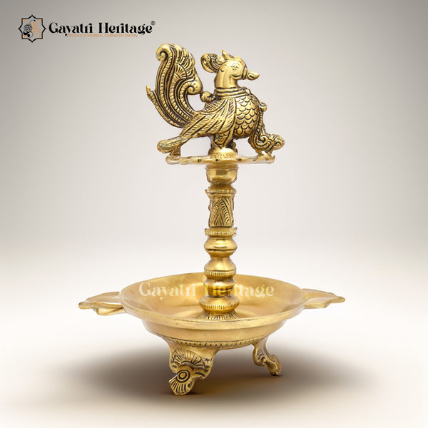 Brass Peacock Design Oil Diya – Timeless Décor | Gayatri Heritage