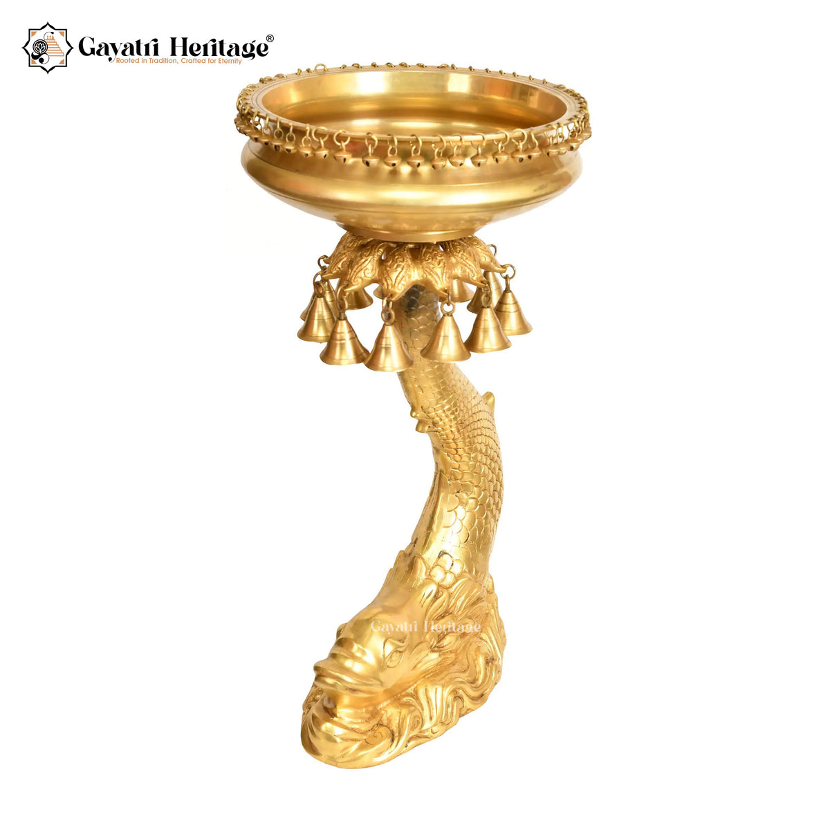 Brass Decorative Dolphin with Urli – Elegant Home Décor Accent | Gayatri Heritage