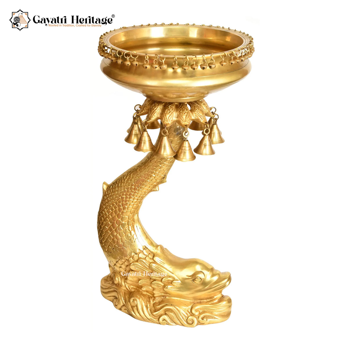 Brass Decorative Dolphin with Urli – Elegant Home Décor Accent | Gayatri Heritage