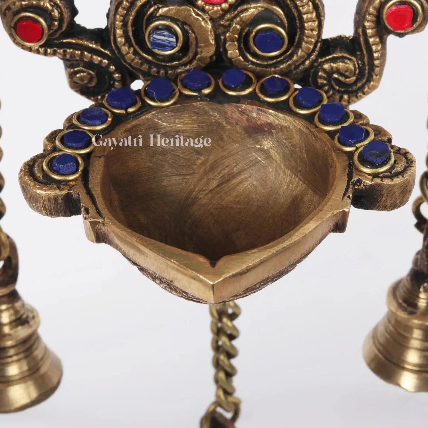 Brass Wall Hanging Diya with Stone Work – Elegant Decor | Gayatri Heritage