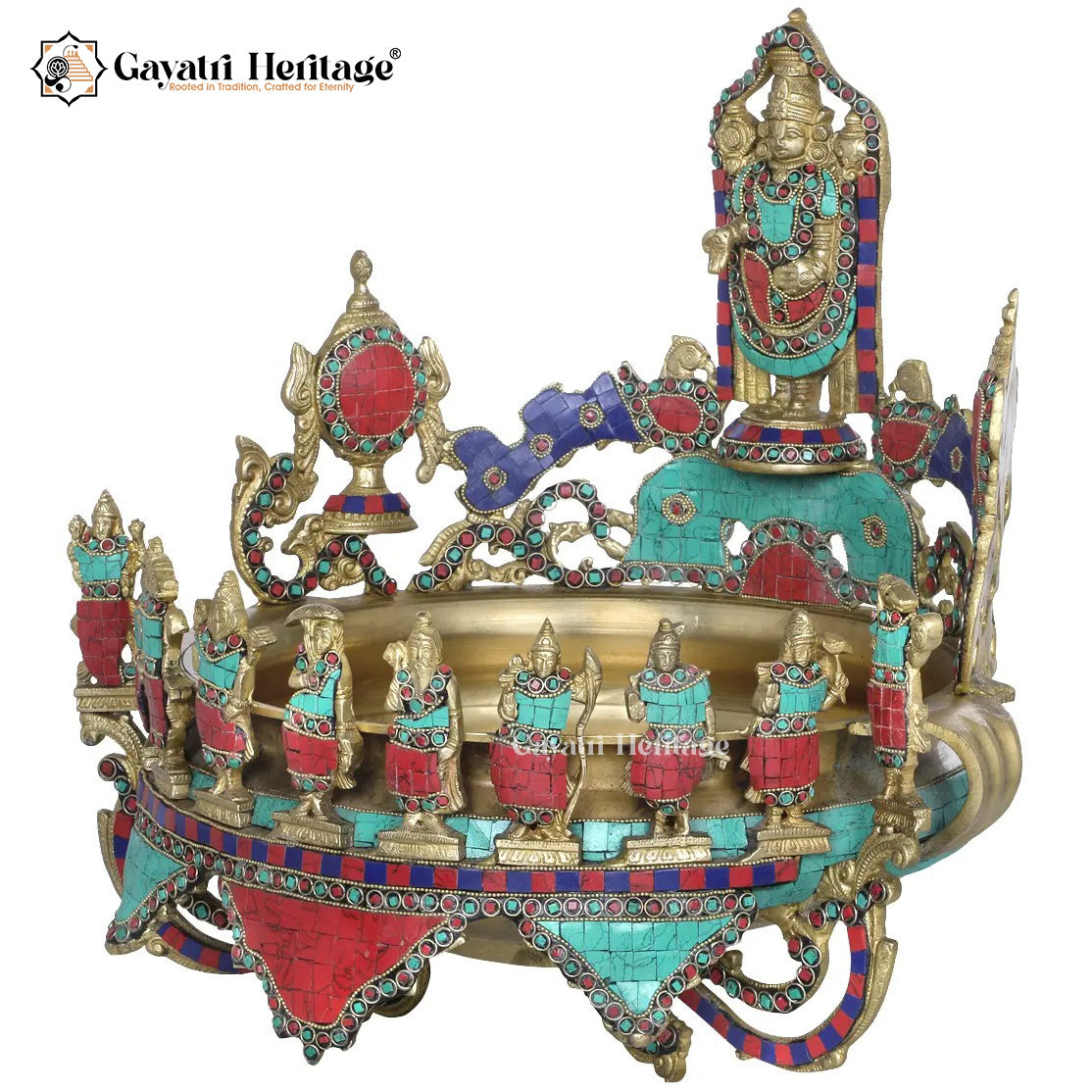 Brass Dasavtaram Urli with Stone Work – Divine Traditional Decor