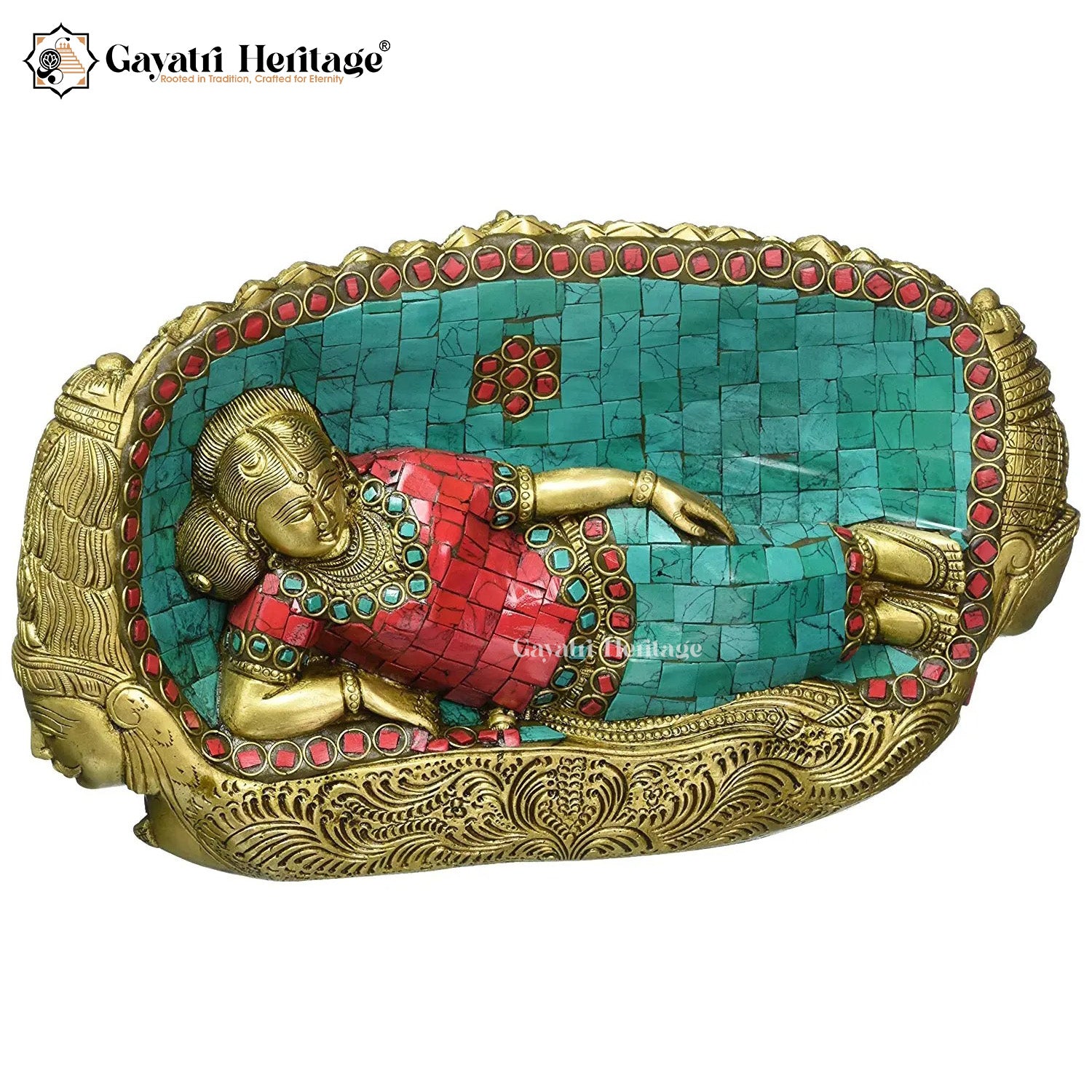 Brass Ravan Face with Sita on Back – Unique Mythological Idol