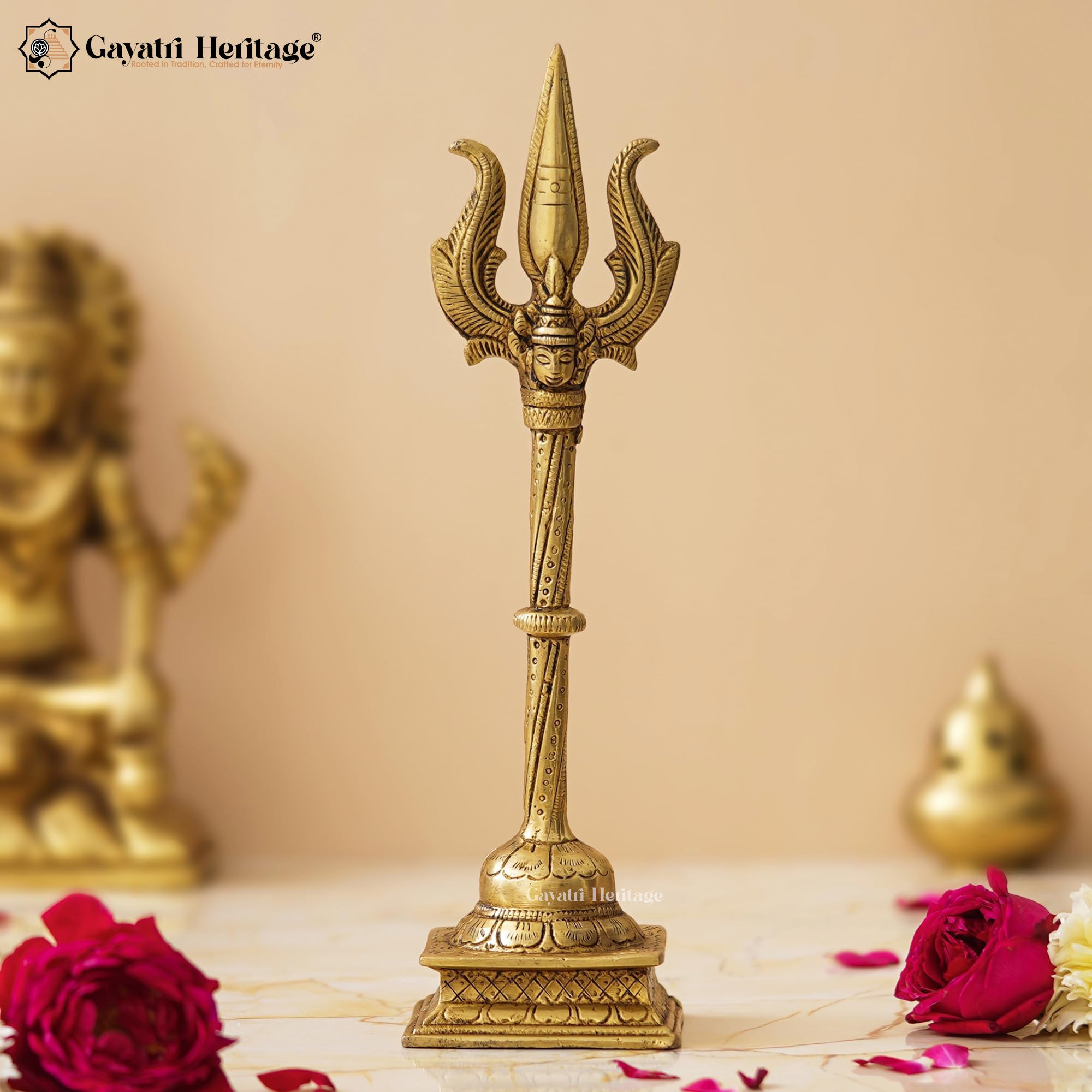 Brass Mahadev Trishul – Sacred Trident of Lord Shiva | Gayatri Heritage