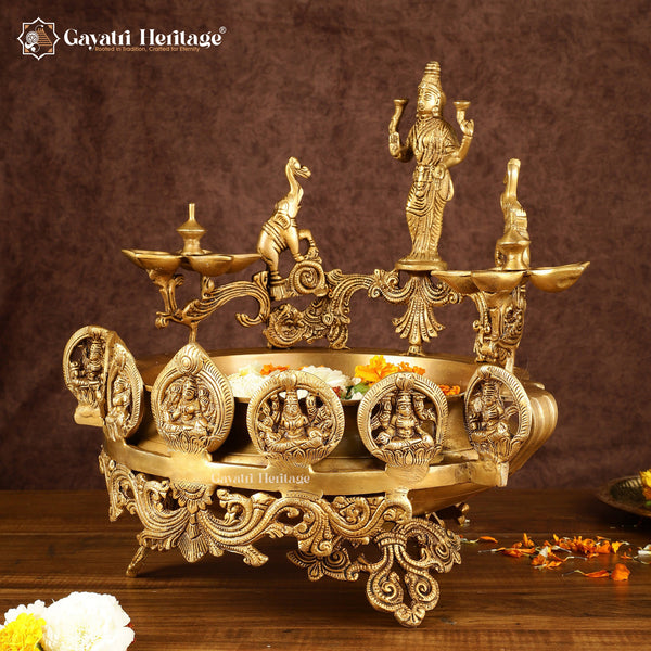 Brass Astha Laxmi Urli – Traditional Brass Decor for Blessings | Gayatri Heritage