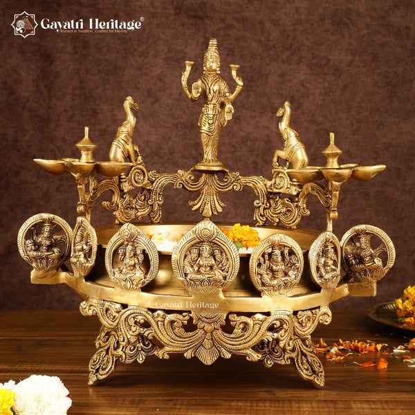 Brass Astha Laxmi Urli – Traditional Brass Decor for Blessings | Gayatri Heritage