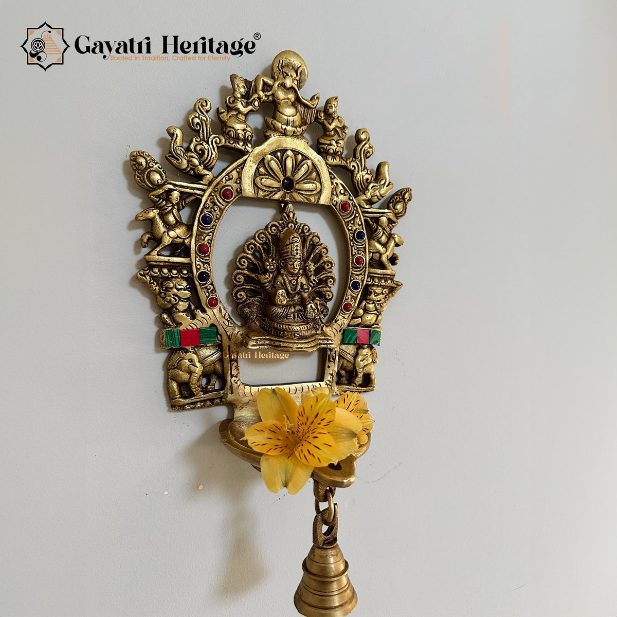 Brass Laxmi Diya with Prabhavali Frame – Illuminate Your Space with Prosperity and Divine Grace | Gayatri Heritage