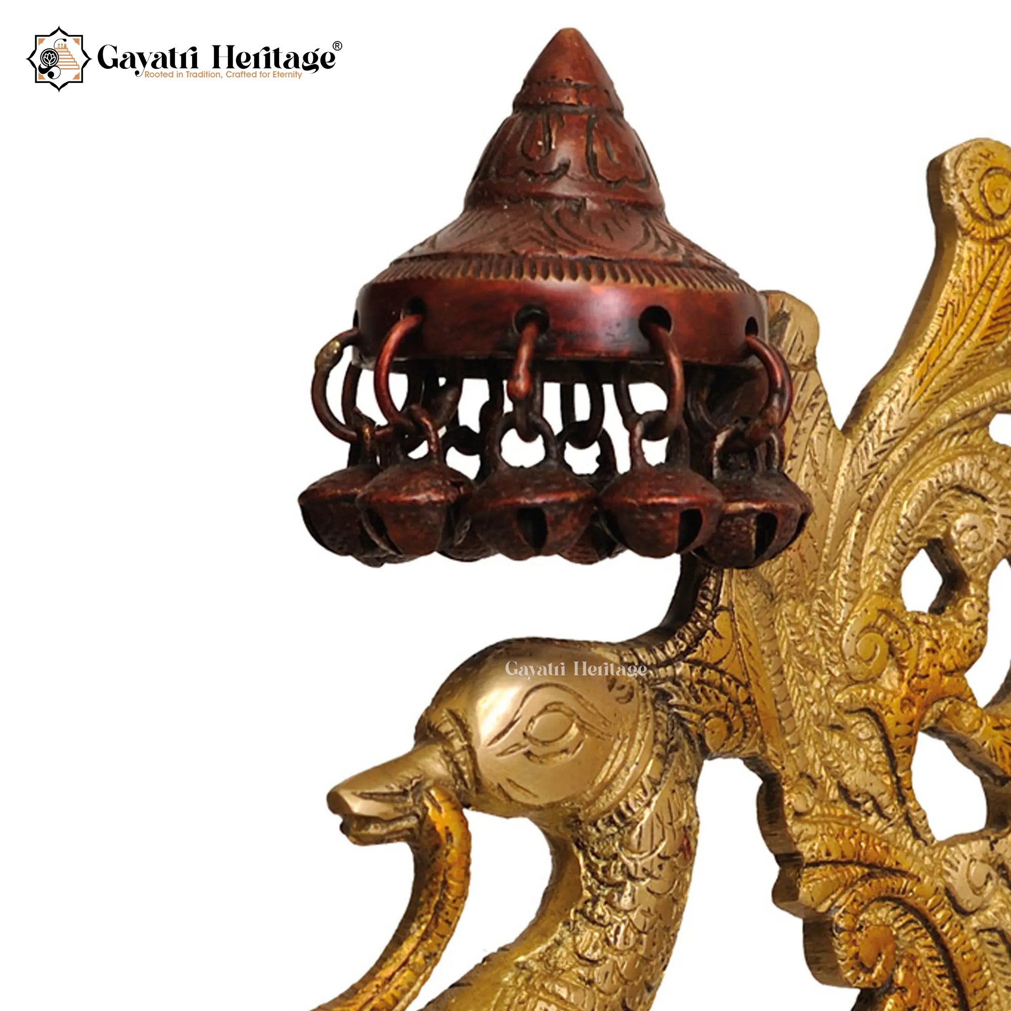 Brass Peacock Lamp with Ghungroo – Traditional Decor | Gayatri Heritage