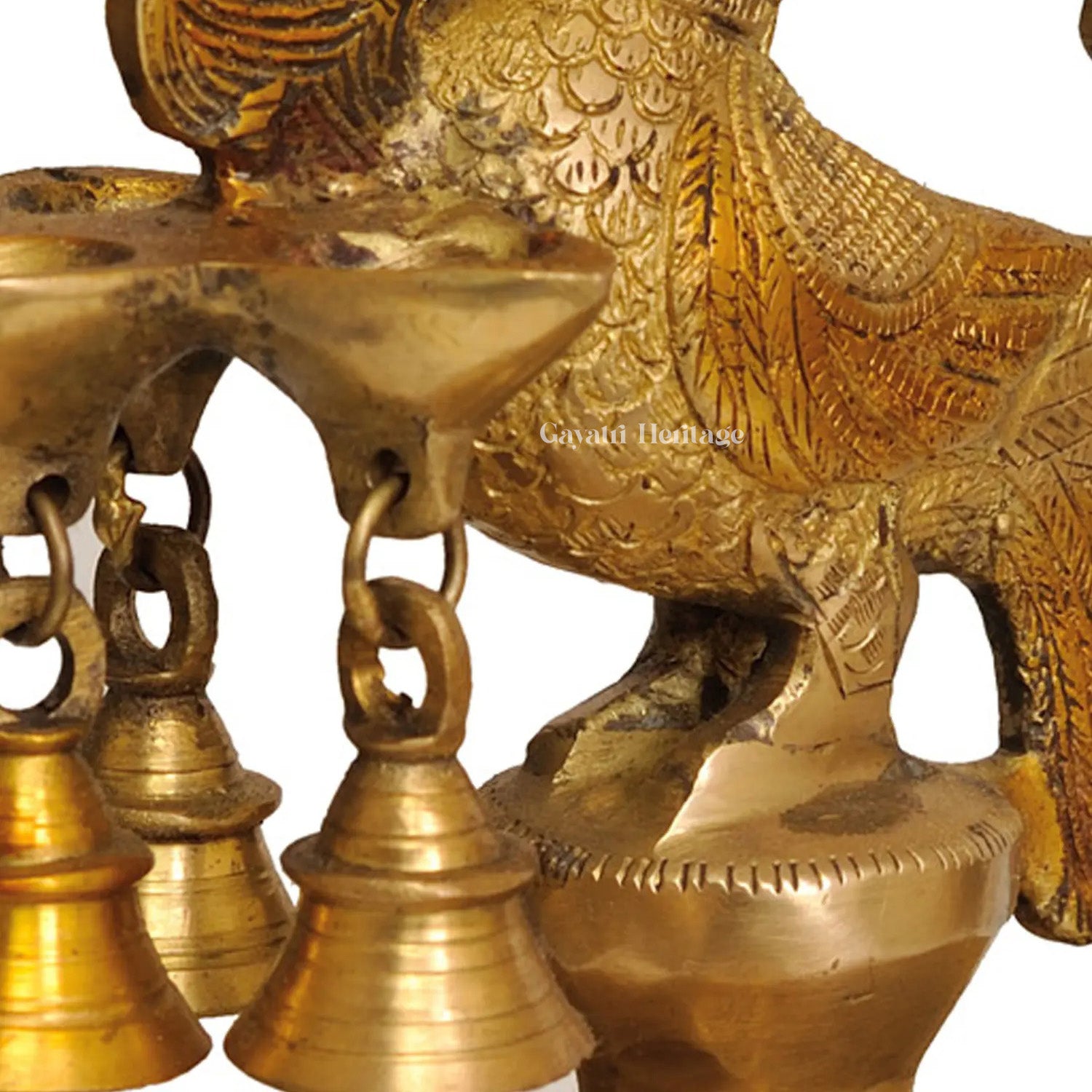Brass Peacock Lamp with Ghungroo – Traditional Decor | Gayatri Heritage