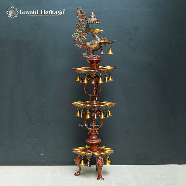 Brass Large Size Peacock Lamp – Majestic Design with Sacred Illumination | Gayatri Heritage