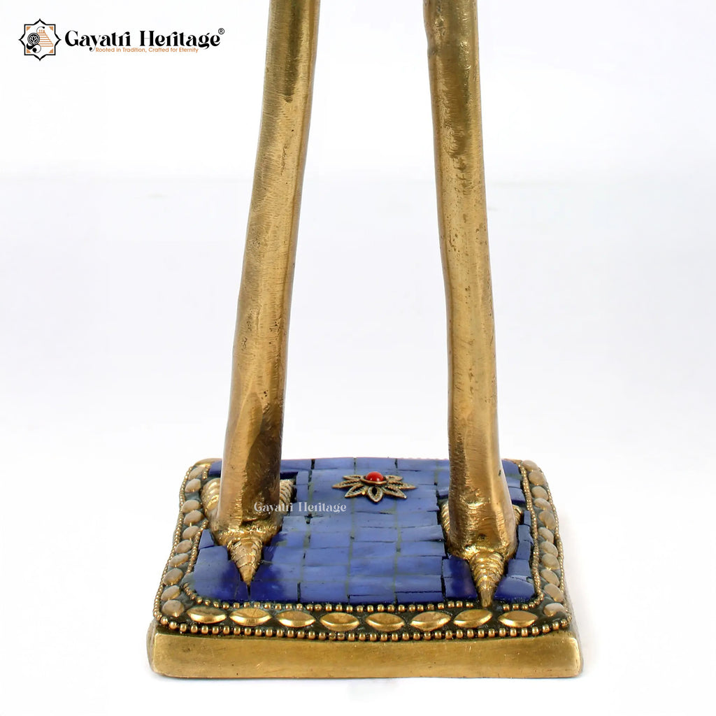 Brass Flamingo with Urli on Back in Stone Work | Gayatri Heritage