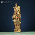 Brass Radha Krishna Statue – Exquisite Stone Work | Gayatri Heritage