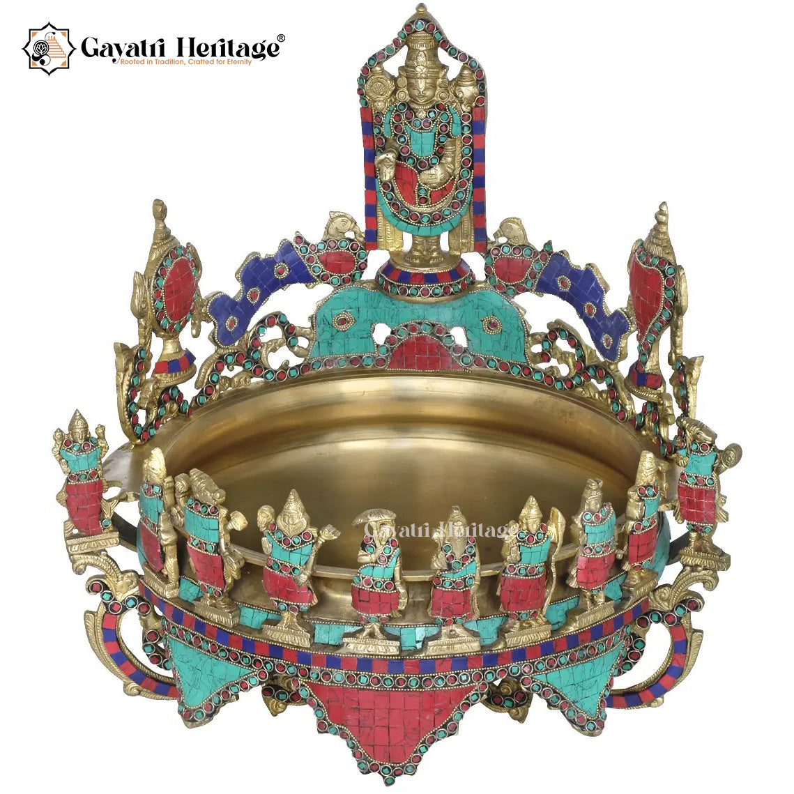 Brass Dasavtaram Urli with Stone Work – Divine Traditional Decor