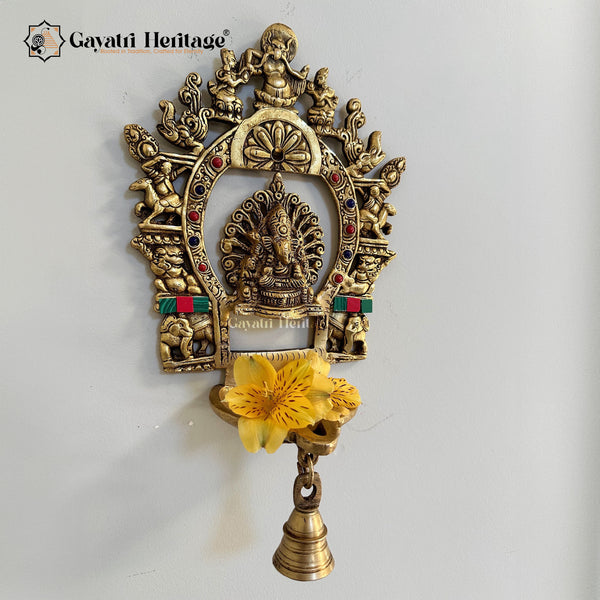 Brass Ganesh Diya with Prabhavali – Divine Blessings and Light | Gayatri Heritage