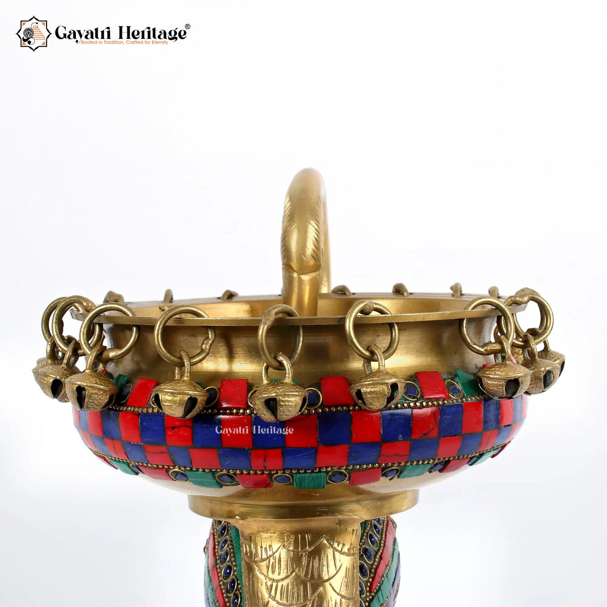 Brass Flamingo with Urli on Back in Stone Work | Gayatri Heritage