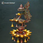 Brass Large Size Peacock Lamp – Majestic Design with Sacred Illumination | Gayatri Heritage