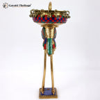 Brass Flamingo with Urli on Back in Stone Work | Gayatri Heritage