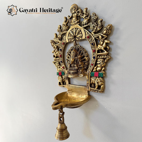 Brass Ganesh Diya with Prabhavali – Divine Blessings and Light | Gayatri Heritage