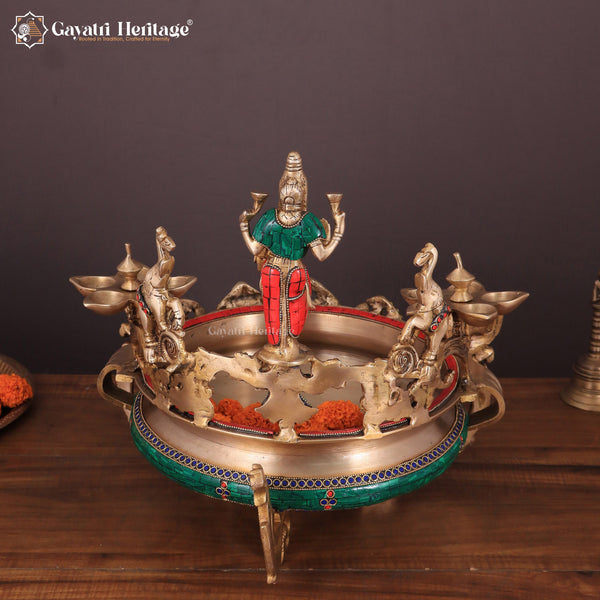 Brass Astalaxmi Urli – Sacred Religious Decor | Gayatri Heritage