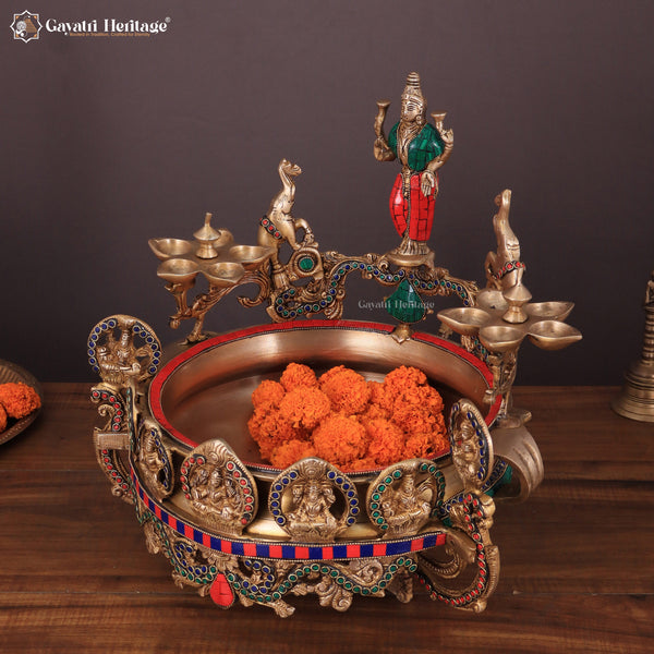 Brass Astalaxmi Urli – Sacred Religious Decor | Gayatri Heritage