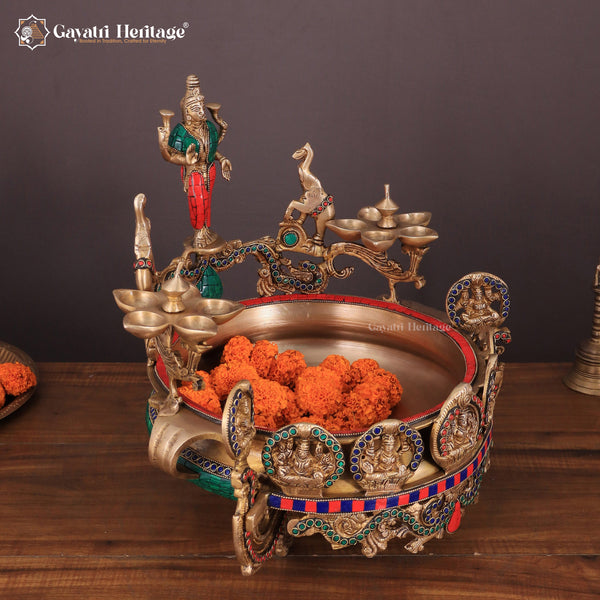 Brass Astalaxmi Urli – Sacred Religious Decor | Gayatri Heritage