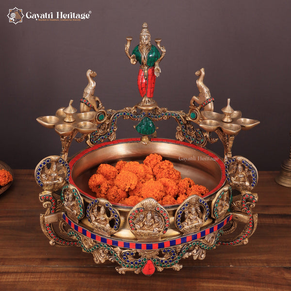 Brass Astalaxmi Urli – Sacred Religious Decor | Gayatri Heritage