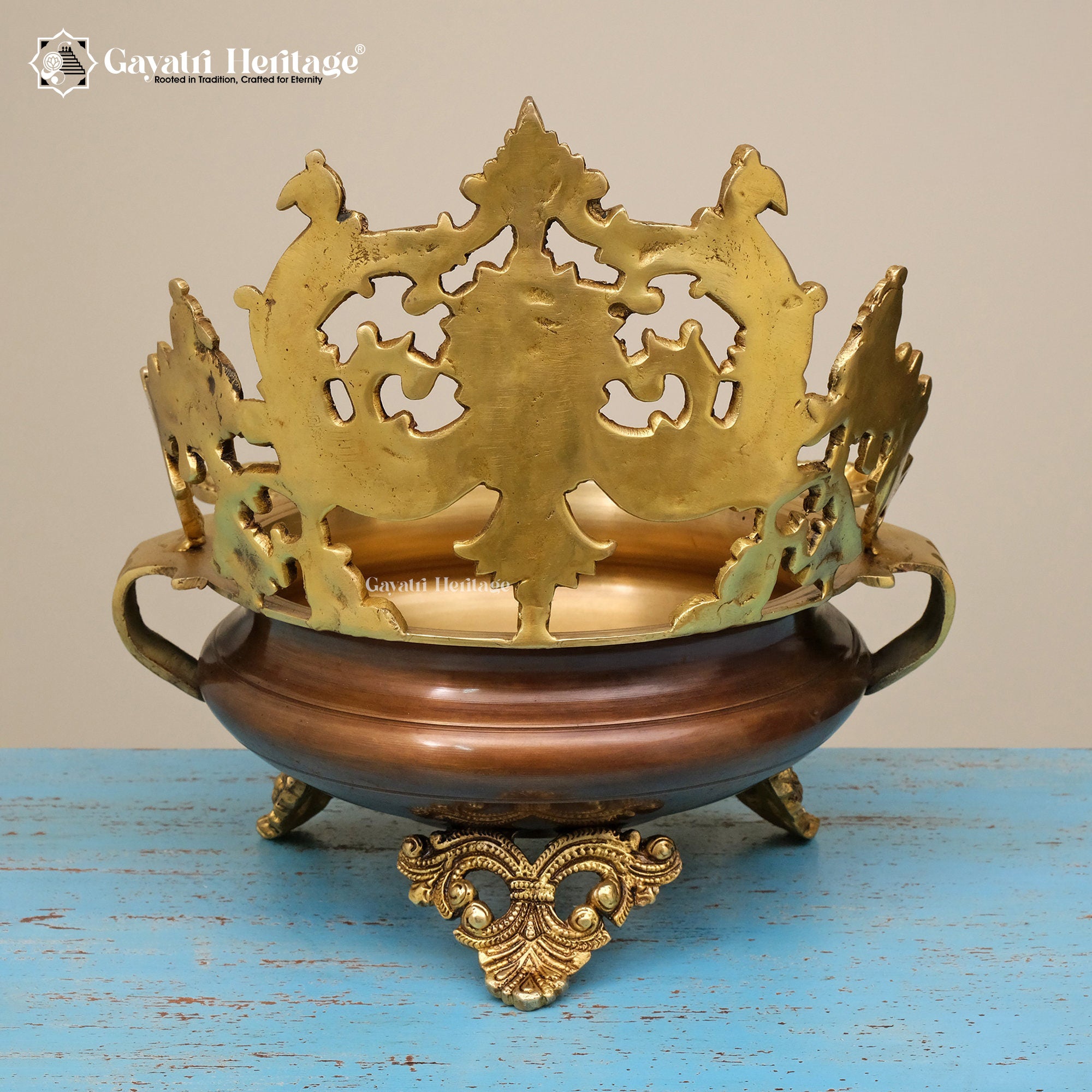 Brass Urli with 5 Diyas – Traditional Décor for Your Home | Gayatri Heritage