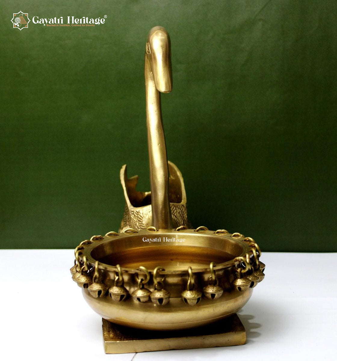 Brass Swan Urli With Base – Exquisite Traditional Decor | Gayatri Heritage