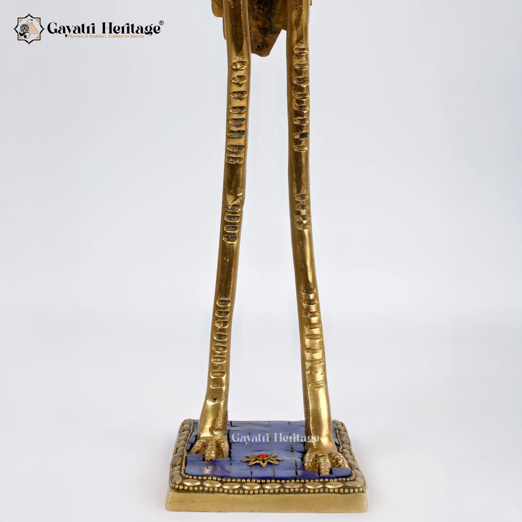 Brass Flamingo with Urli on Back in Stone Work | Gayatri Heritage