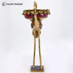 Brass Flamingo with Urli on Back in Stone Work | Gayatri Heritage