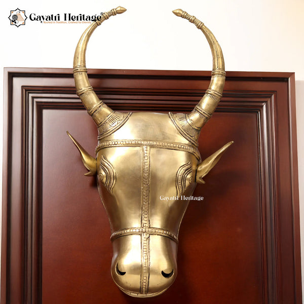 Brass Wall Decor Cow Head – Classic Indian Artwork | Gayatri Heritage