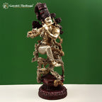 Brass Krishna Playing Flute – Divine Musical Icon | Gayatri Heritage