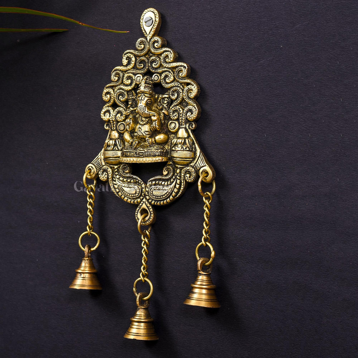 Brass Wall Hanging Ganesh in Frame with Bell – Sacred Blessings in Your Home | Gayatri Heritage