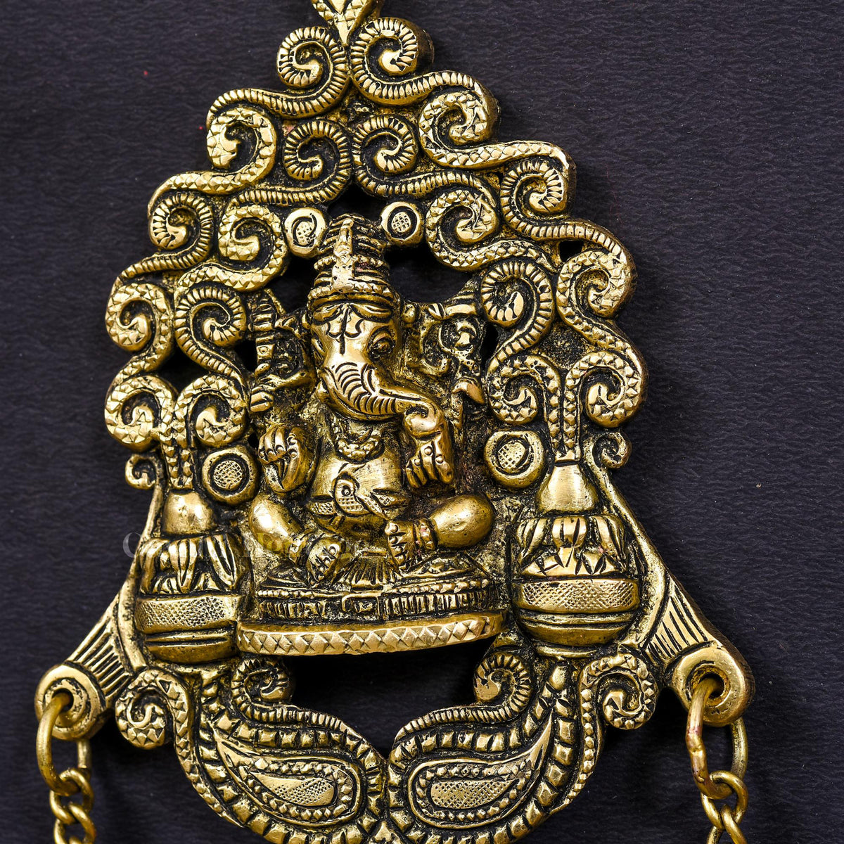 Brass Wall Hanging Ganesh in Frame with Bell – Sacred Blessings in Your Home | Gayatri Heritage