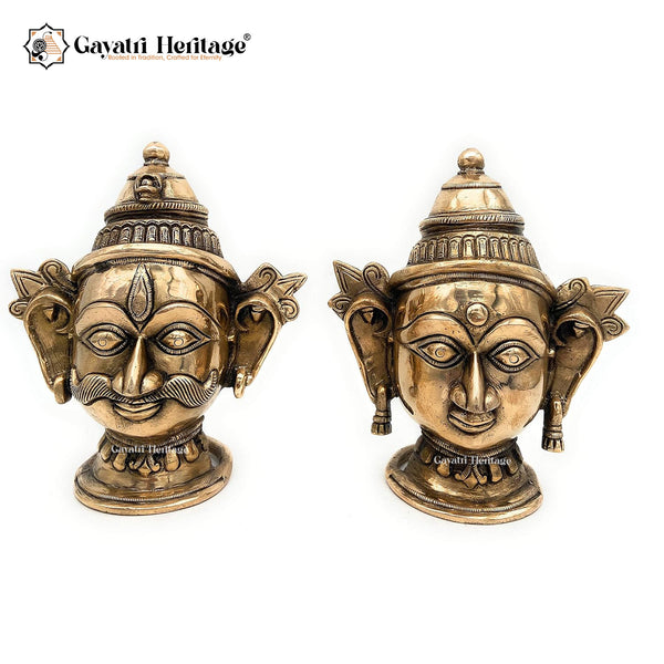 Brass Shiva Parwati Head – Sacred Divine Wall Accent | Gayatri Heritage