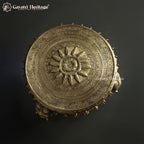 Brass Elephant Pillars Chowki – Ornate Pooja Stand for Home Decor