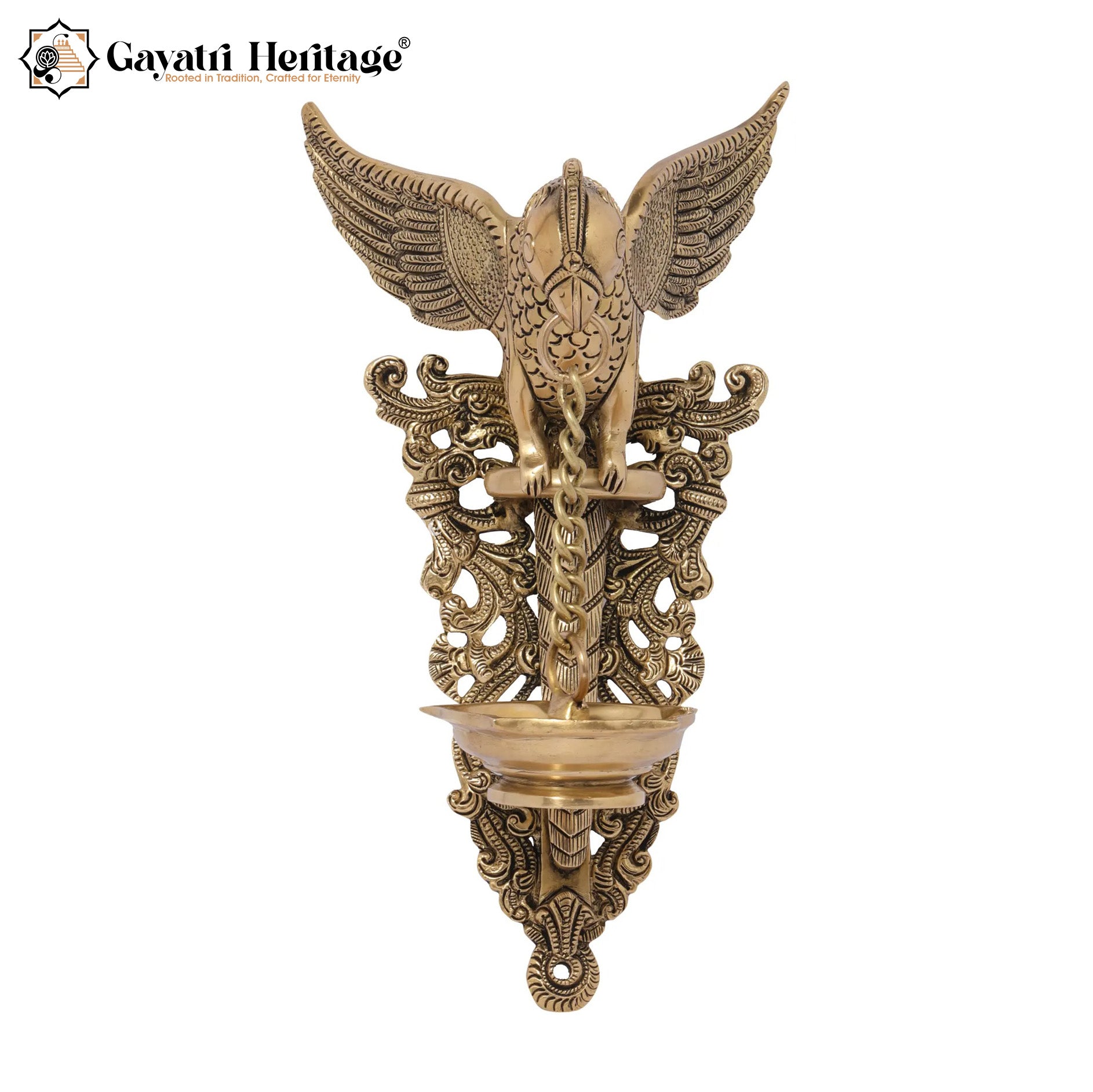 Brass Parrot Wall Hanging Diya – Traditional Decor | Gayatri Heritage
