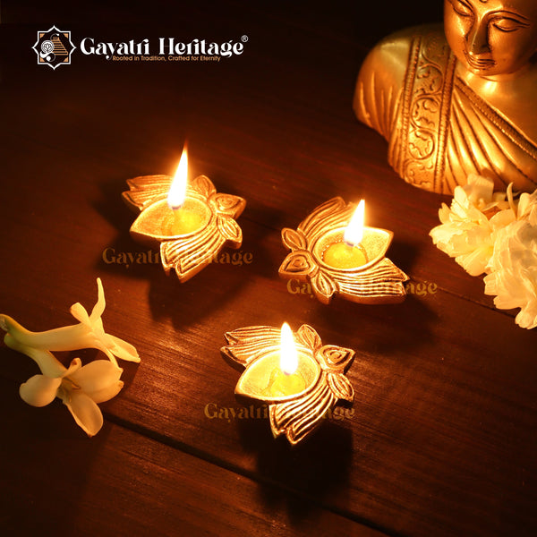 Brass Lotus Design Diya – Artistic Lighting Décor | Gayatri Heritage