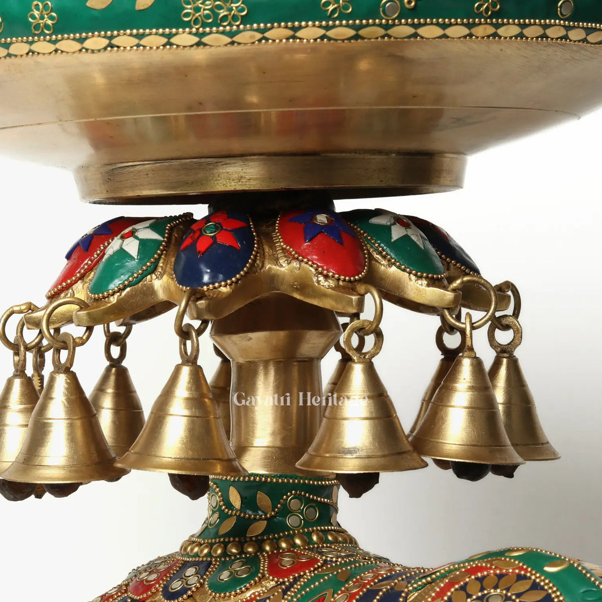 Brass Royal Elephant with Urli in Stone Work | Gayatri Heritage